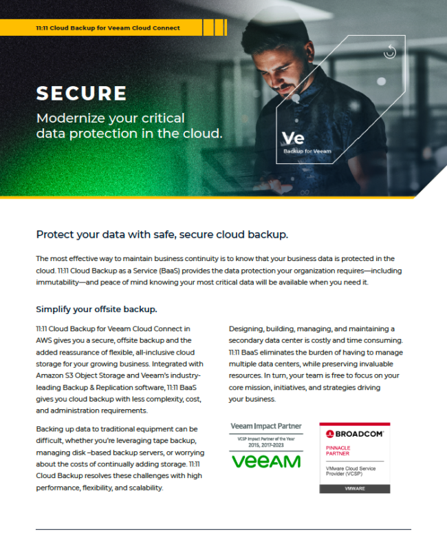 11:11 Cloud Backup for Veeam Cloud Connect