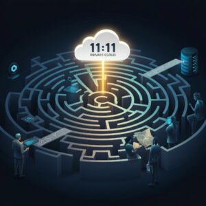 People in a maze surrounding 11:11 private cloud