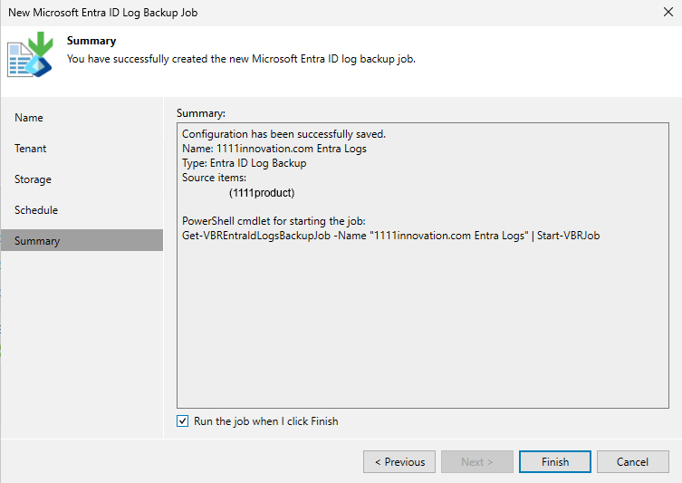 Screenshot showing that configuration has been saved.