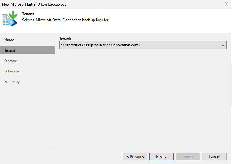 Screenshot showing tenant backup log.