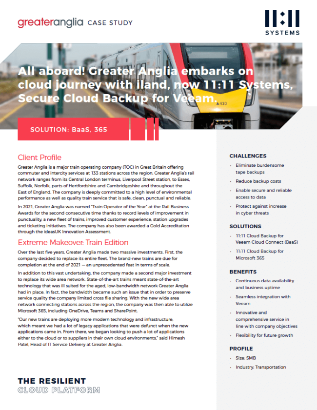 Greater Anglia Case Study