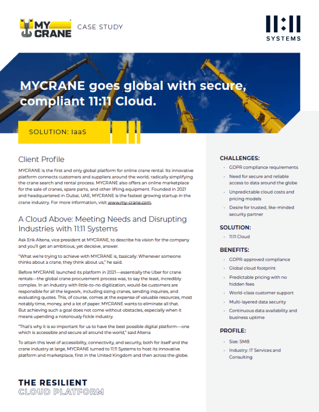 MyCrane Case Study