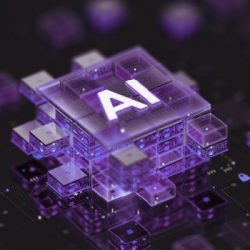 Purple AI block in a field of black